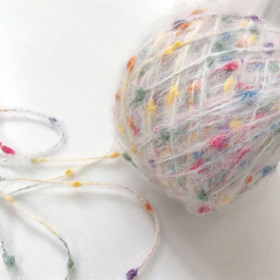 Süße Bonbon-Farbige Chunky-Garn zum Häkeln - 100g Funkelnde Regenbogen Mohair-Mischung, DIY Handstrickerei für Geschenke, Heimdekoration, Schals, Taschen, Puppen