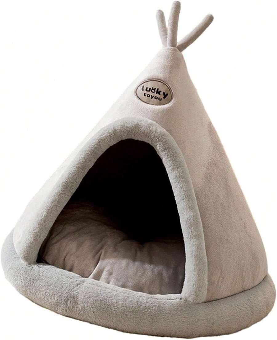 Gazechimp Cama para Gatos Cueva semicerrada Nido para Gatos, Dormir, posponer, Tienda de campaña para Gatos, Refugio para Gatos, Cachorros, Gatitos y Perros, Gris - 1 - Ver 1