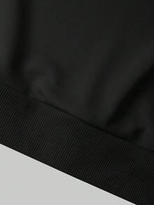 男士休闲日常圆领长袖宽松卫衣，印有情书图案，适合春秋季穿着。 - 黑色 - 查看 4