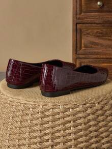 女士时尚尖头平底芭蕾舞鞋，酒红色，休闲办公百搭，适合户外穿着，高端美感，平底芭蕾舞鞋，适合派对、婚礼等场合 - 酒紅色 - 查看 5