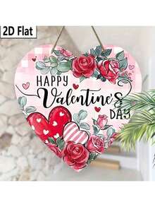 Colgante decorativo de madera con rosas románticas para el Día de San Valentín, un regalo para el compromiso y la boda de parejas, adecuado para puertas, cocinas, exteriores y jardines. Regalo del Día de San Valentín