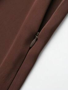 Seelio 女士时尚蕾丝拼接半身裙，休闲百搭，春夏款 - 棕色 - 查看 7