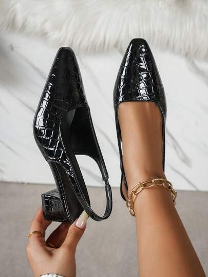 Women's New Spring/Summer Fashion Splice Black Elegant Slingback Slingback Ankle Strap Flat Shoes, Comfortable & Versatile