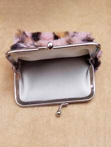 This Brand New 4-Inch Fashionable Leopard Print Plush Metal Wallet Features A Waterproof Leopard Print Design And Comes In Multiple Color Options. It Can Accommodate Bank Cards, Credit Cards, And Coins, With Ample Capacity. The Wallet Is Made Of Comfortable Plush Material, Making It An Ideal Choice For Students And Office Workers For Daily Commuting And Shopping. - Multicolor - View 3