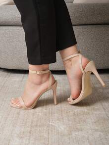 Zapatilla Plata Elegante De Tacón De Aguja 10 Cm - Albaricoque - Ver 3