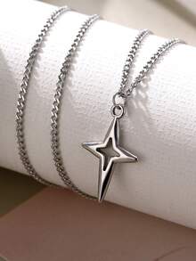 1 chiếc dây chuyền mặt dây chuyền hình thánh giá bầu trời sao 3D mạ vàng 18K dành cho nam, dây chuyền thép không gỉ cổ điển, dây chuyền mặt thánh giá bất đối xứng phong cách punk. - Nhiều màu - Xem 5