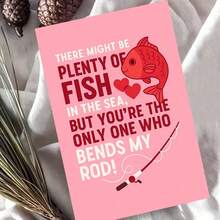 1pc Plenty Of Fish Love And Fishing Rod Humor Card Greeting Card With Envelope Playful Romantic Sea Life And Angling Design Perfect Valentine's Day Gift For Friends, Colleagues, Partners, And Loved Ones