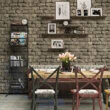 1 Roll 3D Brick Wallpaper, Realistic Stone And Wood Effect, Suitable For Living Room, Dining Room, Fireplace Background, Wall Decor - Brown - View 1