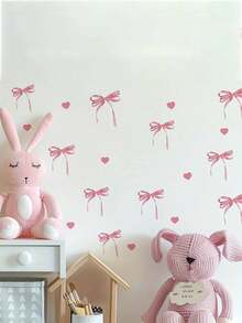 1pc Creative Pink Bow Decorative Wall Sticker, Suitable For Bedroom, Living Room, Romantic Atmosphere Decor For Valentine's Day - Multicolor - View 6