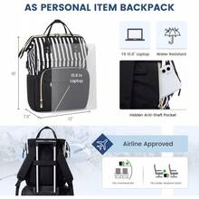 LOVEVOOK Laptop Backpack15.6 Inch Professional Womens Purse Computer Bag Nurse Teacher Backpack Waterproof College Work Bags Carry On Travel Back Pack With USB Port Black - Blackstripe - View 4