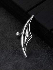 1pc Gothic Style Hidden Ear Cuff Earring, Deep Silver Tone Punk Jewelry, Medieval Ear Stud - Silver - View 5