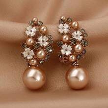 Andkiss 水钻和花朵装饰耳坠 情人节、妈妈、母亲、母亲节、礼物