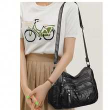 New Multi-Functional Middle-Aged Women's Handbag, Mother Bag, Mother-In-Law Bag, Soft Leather Feel Shoulder & Crossbody Bag