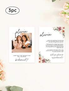 Customized Bridesmaid Invitation Card - Personalized Photo Album Design, Printed With "Will You Be My Bridesmaid?", Provides 3 Photo Upload Options, Perfect For Fun Bridesmaid Invitation, Bridesmaid Gift, Creative Design, Durable Card - Multicolor - View 32