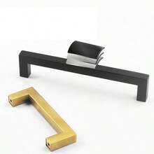 1pc Black Cabinet Handle, Matte Black T-Shaped And Square Stainless Steel Kitchen Cabinet Handles, Furniture Hardware, Door Knob Cupboard Wardrobe Drawer Pull, Cabinet Handles - Black - View 2