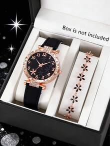 2pcs/Set Girls' Elegant Fashion Cute Floral Dial Quartz Watch With Floral Bracelet, Suitable For Girls' Daily Wear, Perfect For Girls' Party, Back To School, Vacation, Travel, Birthday, Holiday Decoration, Christmas Gift For Girls, Ideal Gift For Girls, Girls' Accessory - Multicolor - View 13