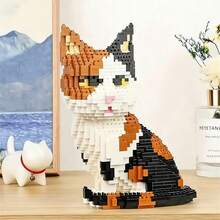 1pc Creative 3D Puzzle Model Building Blocks, Cartoon Animal Styles Like Cat, Cow, Tiger Cat, Calico Cat, Black Cat, Blue Cat, Siamese Cat, DIY Educational Brain Toy, Home Decor, Birthday/Halloween/Christmas Gift - Pack Bag - View 3
