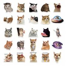 50pcs Cat Meme Collection Doodle Stickers, Cute & Funny Cat Decals For Motorcycle, Luggage, Decoration - Multicolor - View 6