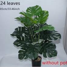 1株大型人造热带香蕉叶植物，超大塑料棕榈叶，逼真纹理，家居园艺装饰，高45英寸（约114厘米），不含花盆 - 綠色 - 查看 18