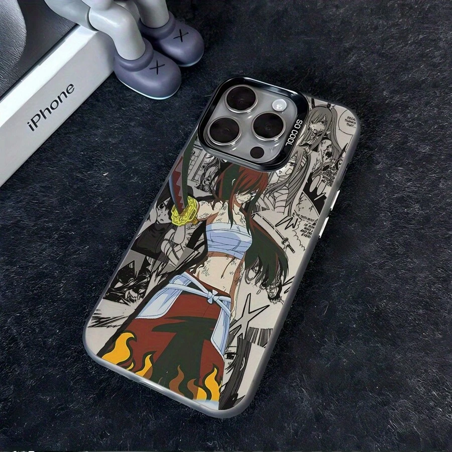 Funda para teléfono de Erza Scarlet con diseño clásico de animeágico, compatible con modelos de 17, 16E, 16, 15, 14, 13, 12, 11,, Pro,,, X, XR, XSMAX, 8 y Plus.Tiene una cubierta trasera esmerilada anti-caídas, lo que la convierte en un gran regalo.17,17 Pro - Negro - Ver 1