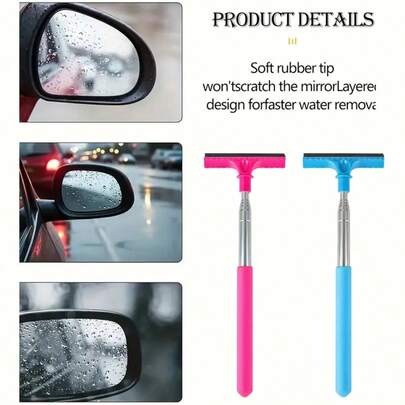 1 Retractable Car Window Cleaning Sponge Brush - Portable Manual Rearview Mirror Squeegee, Non-Electric Ergonomic Design, Durable Bristles For Fast Cleaning, Car Cleaning Accessory