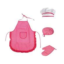 烹饪烘焙角色扮演玩具套装——厨师围裙、帽子、手套及配件，粉色角色扮演厨房服装，艺术绘画，课堂活动，生日、万圣节和圣诞节礼物 - 彩色 - 查看 13