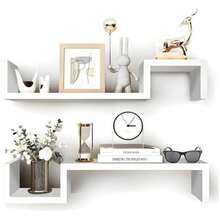2 Piezas Repisas Flotantes,Estantes Flotantes de Pared, Que Se Pueden Ensamblar Libremente,Repisas Flotantes de Pared,Adecuado para Dormitorio, Sala de Estar, Estudio, Cocina, baño, etc.(‎Blanco) - Multicolor - Ver 2