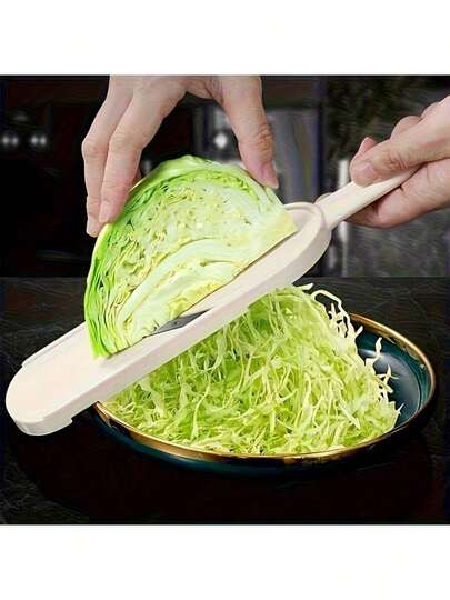 1 pieza Picadora y rebanadora de col de plástico duradero con mango ergonómico - Herramienta eficiente para picar y rebanar verduras como col y zanahorias - Perfecta para la preparación de ensaladas, herramientas para la preparación de ensaladas, encantadores utensilios de cocina, materiales fáciles de limpiar, peladores, suministros de cocina, regalos para mujeres, regalos para la familia