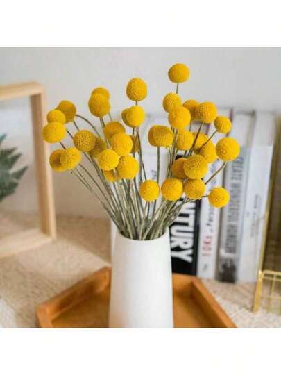 10/20支天然干花节日派对装饰花束，适用于插花、婚礼、家居装饰，高花瓶装，黄色