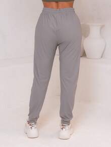 Women's Simple Pants With Knot, Pocket, And Drawstring - Pink - View 2