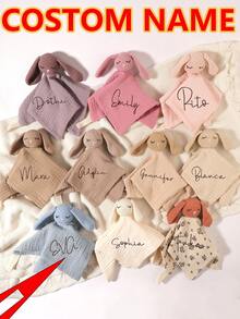 1pc Customized Embroidered Name Baby Face Towel, Handkerchief, Decoration Gift For Boys And Girls ,Travel Organizer - Multicolor - View 1