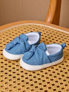 1 par de zapatos planos casuales con lazo de tela, diseño lindo adecuado para primavera y otoño - Neblina azul - Ver 6