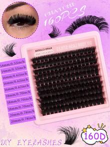 Kit De Extensão De Cílios 200/180/160 Peças, 14-20Mm, Conjunto Diy Para Extensão De Cílios Com Cola, Selante, Pinça, Pincel, Cílios Postiços Grossos Em Tufo 120D+140D+160D, Longos E Macios, Efeito Olho De Gato, Ideal Para Maquiagem, Festas, Viagens, Presente Perfeito Para Mulheres, Namorada E Mãe. - Multicolorido - Ver 18