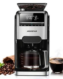 Aigostar Kaffeemaschine mit Mahlwerk 1400W filterkaffeemaschine 7 Mahlgrade 3 Brühstärken 1,5 Liter Coffee Machine 2-12 Tassen 24H Timer Warmhaltefunktion Schwarz für frischen Kaffeegenuss - EU E-Typ Stecker (220-240V) - Übersicht 12