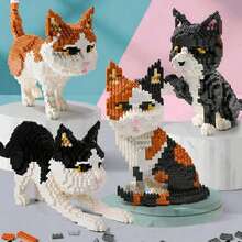 1pc Creative 3D Puzzle Model Building Blocks, Cartoon Animal Styles Like Cat, Cow, Tiger Cat, Calico Cat, Black Cat, Blue Cat, Siamese Cat, DIY Educational Brain Toy, Home Decor, Birthday/Halloween/Christmas Gift - Pack Bag - View 5