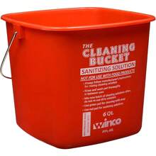 Winco - cubeta de limpieza, 6 cuartos de galón, solución desinfectante roja - Acero Inoxidable - Ver 5