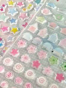 3D Resin Epoxy Stickers, With Cute Designs Including Clover, Strawberry, And Snowman. The Stickers Are Sealed With Epoxy Resin, Suitable For Phone Cases, DIY Crafts, School Supplies, Back To School Season, Birthday Gifts, And Holiday Gifts. - Multicolor - View 4