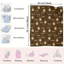 1 Piece Eye And Hand Pattern Printed Blanket, Washable Flannel Knitted Throw, Home Bedroom Office Blanket Conditioning Blanket, All-Season Multi-Functional Warm Blanket