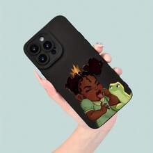 An Elegant And Creative Summer-Themed Frosted Anti-Drop Phone Case Featuring A Cartoon Frog And Princess Design, Suitable For Iphone 16, 15, 14, 13, 12, 11 Series, As Well As 7, 8, SE, X, XR, XSMAX, 7P, And 8P. A Perfect Gift For Holidays, Birthdays, Or Surprises For Friends And Family.,Suitable For IPhone17 Air - 黑色 - 查看 4