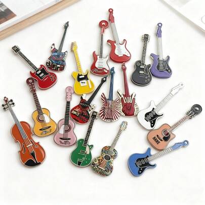 10/20pcs Vibrant Acrylic Musical Instrument Pendant Set - Colorful Guitar, Violin And Ukulele Designs For DIY Jewelry Making, Necklaces, Earrings, Keychains And Craft Projects
