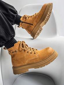 2025 New Leather Zipper High-Top Boots, Korean Retro British Style, Casual Fashion Comfortable Versatile High-Quality Outdoor Work Boots, Motorcycle Short Boots For Men - View 3