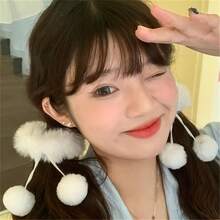 2 buc/set eleganți de păr drăguți și eleganti, albi, pufoși, cu ciucuri, design mic și delicat, ușor de fixat, material moale, potriviți pentru coafuri cu coadă de cal, , accesoriu de modă pentru zi cu zi, petrecere, călătorii, elastici de păr, benzi de cauciuc, frânghie de păr, cravată elastică de păr - Cravată de păr cu ciucuri de pluș alb - Vizualizare 6