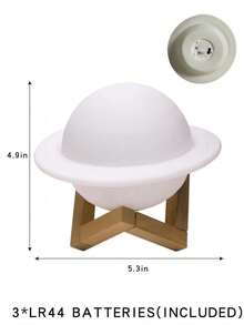 1pc Wood Planet Decor With Wood Stand, Battery Powered Star Projection Lamp, Warm White & Colorful Mood Light For Room, Camping, Party, Holiday, Bedroom Decoration, 12cm - Multicolor - View 9