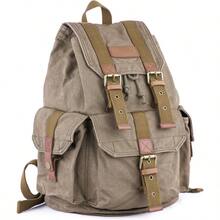Gootium Canvas Backpack - Vintage Outdoor Rucksack Travel Day Pack - Armygreen - View 2