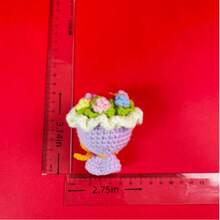 Crocheted Rose Flower Keychain, Delicate Realistic Rose Bouquet Keychain - Multicolor - View 7