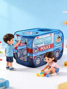 儿童汽车帐篷游戏屋，儿童汽车弹出式游戏帐篷 - 便携式主题玩具屋，无需组装，适合室内/室外生日派对和节日礼物 | 主题装饰 | 透气天窗设计，非常适合万圣节、感恩节、圣诞节以及送给男孩女孩的生日礼物