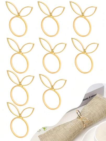 12pcs/6pcs/2pcs/1pc Rabbit Ears Napkin Rings, Bunny Head Napkin Holder Rings, Alloy Napkin Rings For Easter Holiday, Wedding Party, Dining Table Decoration