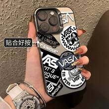 VASA Marca de Moda Compatible con Apple 15 Funda Plateada  14 Pro Creativa 13/11 Pro Max Cubierta Protectora Mate - IMD 2 en 1 Negro [S502 Streetwear Brand VASA] - Ver 3