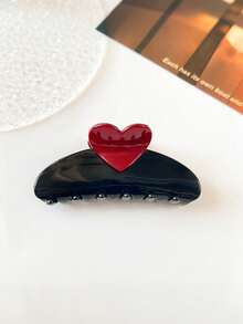 1pc Sweet Girl Heart Contrast Color Claw Clip, Simple Fashionable Elegant Hair Clip For Bun, Ponytail, Suitable For Daily, Festivals, Valentine's Day Gift Hair Accessories Fashion Hair Clips Women Hair Claws Fashion Hair Clutch Elegant Hair Jaw Clip - Multicolor - View 2