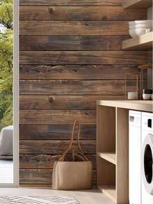 This Brown-Yellow Coffee-Colored Wood Grain Wallpaper Is An Ideal Choice For Creating A Retro-Style Wall Decor. It Can Perfectly Match Various Furniture And Decorative Styles, And Is Very Suitable For Home Decoration. - Coffee Brown - View 9